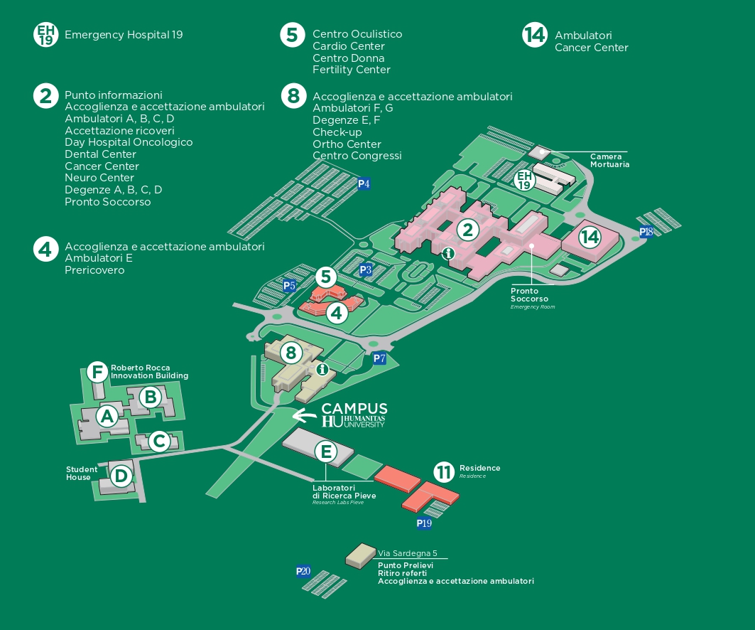 Mappa campus Humanitas Rozzano